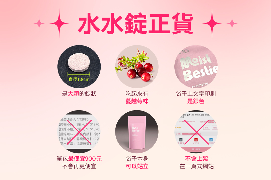 水水錠正貨識別方式